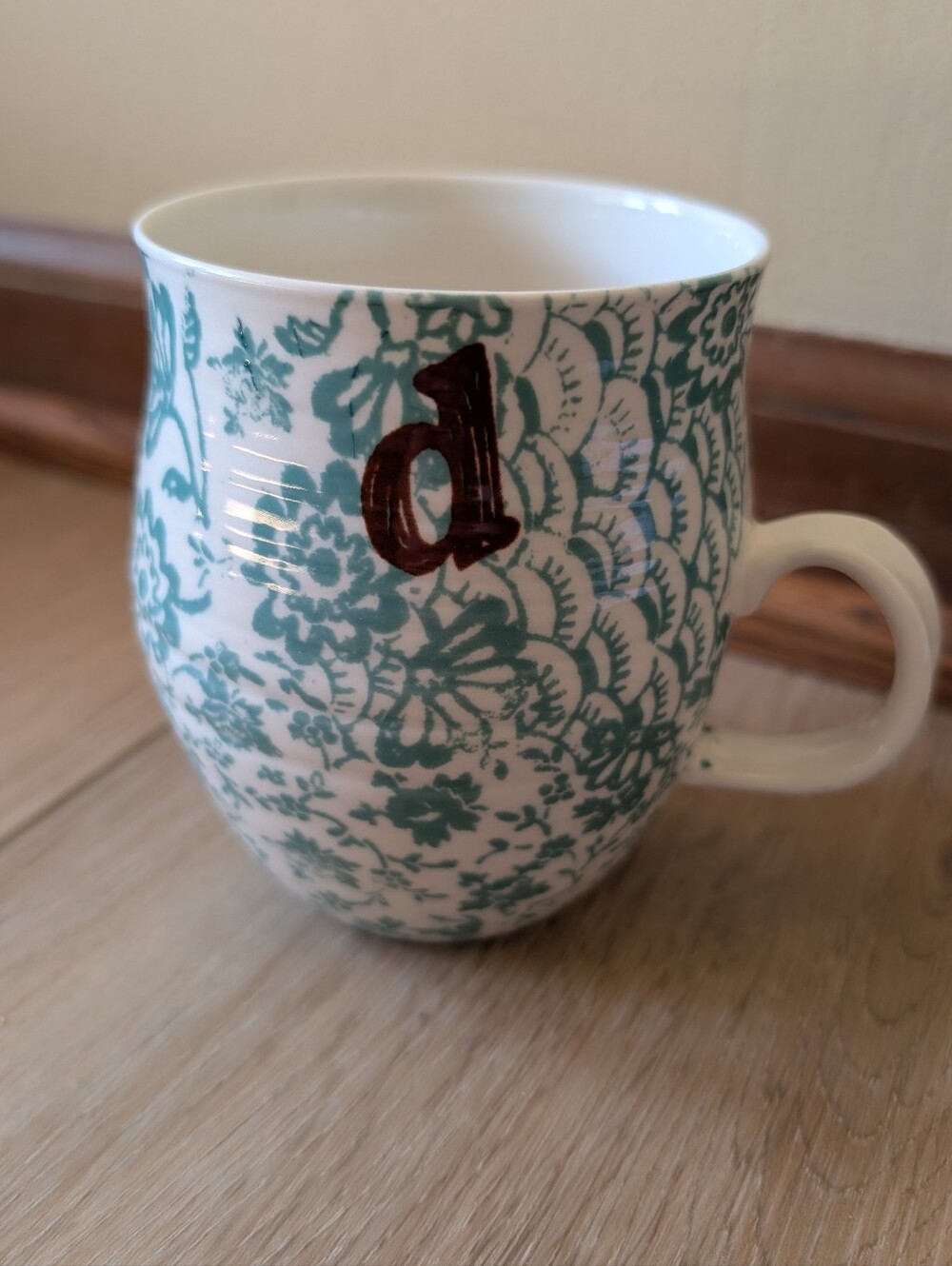 Anthropologie Homegrown Monogtam "d" Floral Mug